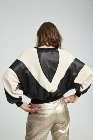 Aniye By 181505 52 sieviešu džemperis melns ar baltu