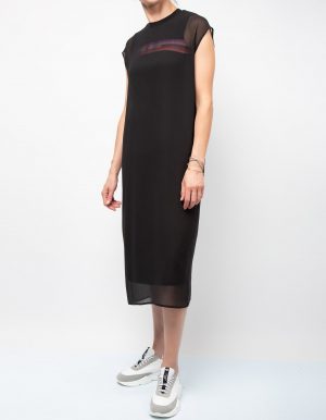 Karl Lagerfeld 215W1350999 sieviešu midi kleita melnā krāsā