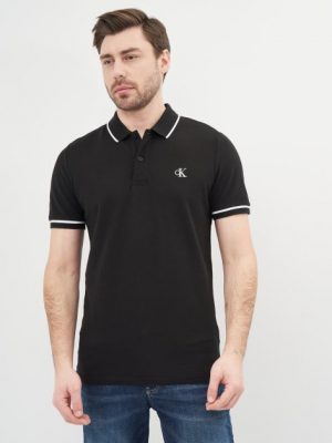 Calvin Klein Jeans J30J315603BAE vīriešu polo krekls, melns