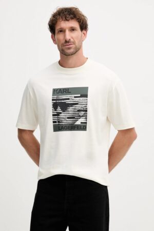 Krēmbalts T-krekls ar Karl dizaina attēlu