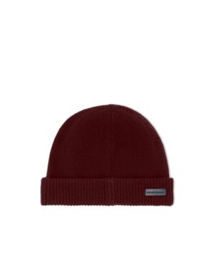 Sarkanbrūna kašmira cepure ar logo emblēmu