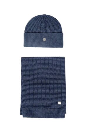 Pelēkzils šalles un cepures dāvanu komplekts