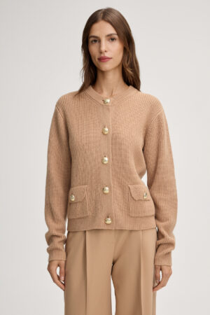 Rievota adījuma jaka ar zīmola dizaina pogām