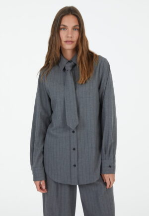 Krekls ar smalku svītru rakstu un kaklasaiti