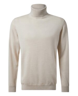 Bēšs vilnas džemperis ar atlokāmu apkakli