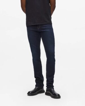 Elastīgi vīriešu džinsi tumši zilā krāsā