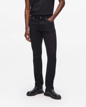 Elastīgi vīriešu džinsi melnā krāsā