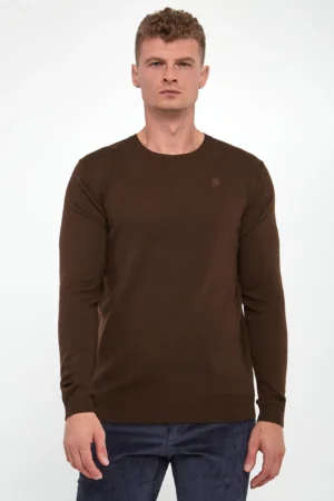 Tumši brūns vilnas džemperis ar Karl izšuvumu