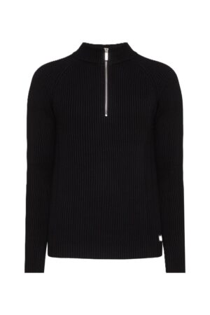 Rievota adījuma džemperis ar zīmola piespraudi