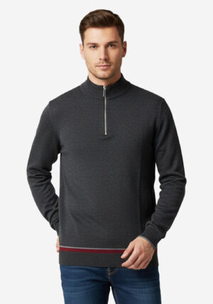 Vilnas džemperis ar svītras akcentu un logo