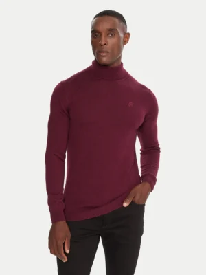 Vilnas džemperis ar atlokāmu apkakli, bordo