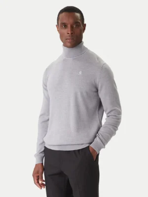 Vilnas džemperis ar atlokāmu apkakli, zilpelēks