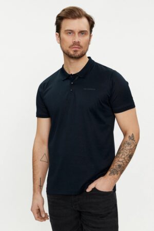 Tumši zils polo krekls ar spiedpogu aizdari
