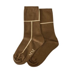 Zaļganbrūnas zeķes ar svītru un logo dizainu