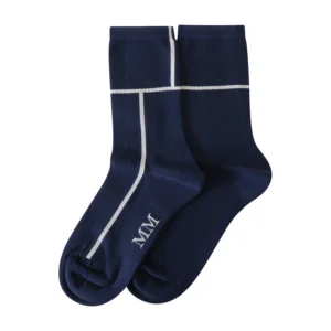 Tumši zilas zeķes ar svītru un logo dizainu