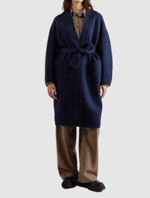 Kokvilnas O silueta mētelis ar sasienamu aizdari