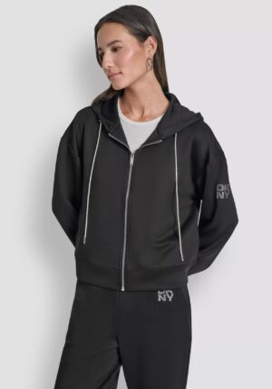 Sportiskā stila jaka ar mirdzošu logo akcentu