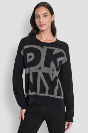 Džemperis ar viegli mirdzošu logo akcentu