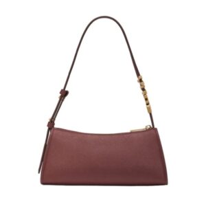 Bordo rokassomiņa ar zelta krāsas detaļām