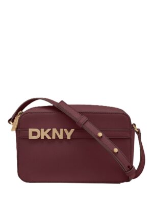 Bordo ādas somiņa ar zelta krāsas detaļām