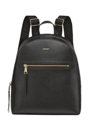 Ādas mugursoma ar zelta krāsas detaļām