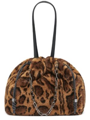 Kažokādas imitācijas iepirkumu soma ar leoparda rakstu