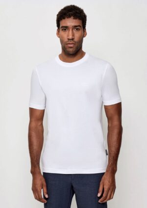 Balts T-krekls ar vintage logo izšuvumu