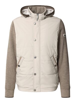 Kombinētu materiālu virsjaka ar noņemamu kapuci