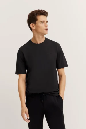 Melns kokvilnas T-krekls vīriešiem