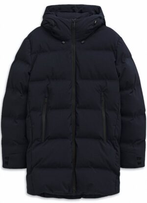 Tumši zila ziemas virsjaka ar savelkamu kapuci