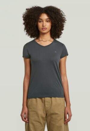 Organiskās kokvilnas T-krekls ar V veida izgriezumu