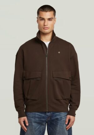 Brūna organiskās kokvilnas jaka ar cargo kabatām