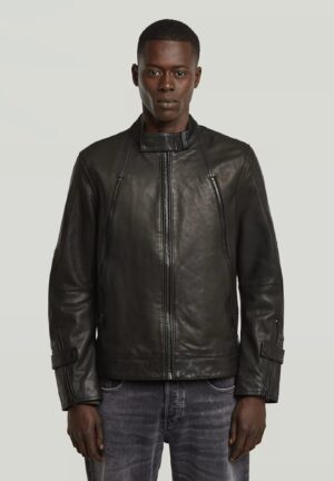 Baikeru stila ādas jaka vīriešiem
