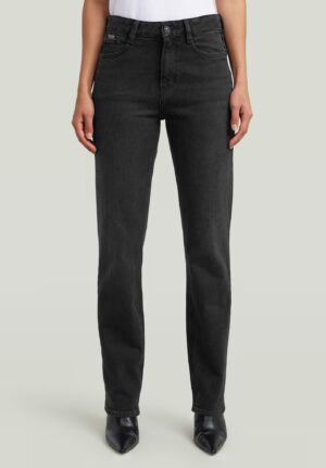 Melni taisna piegriezuma kokvilnas džinsi