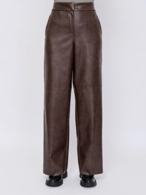 Ādas imitācijas bikses ar daļēji elastīgu jostu