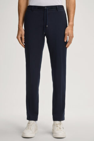 Tumši zilas vilnas maisījuma bikses ar elastīgu jostu