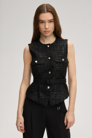 Teksturēta auduma veste ar jostu