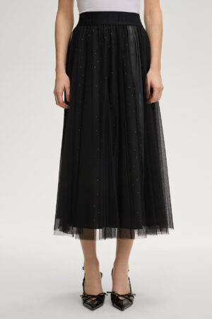 Tilla svārki ar elastīgu jostu un kristālu akcentiem