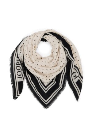 Bēšs lakats ar kontrastējošu punktu rakstu