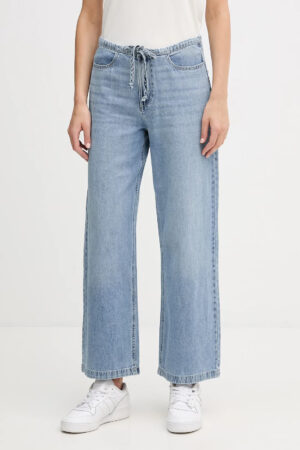 Kokvilnas džinsu bikses ar sasienamu jostasvietu