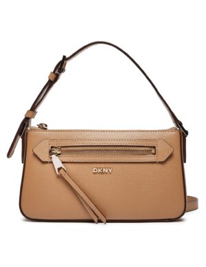 Smilšu brūna rokassomiņa ar noņemamu plecu siksnu