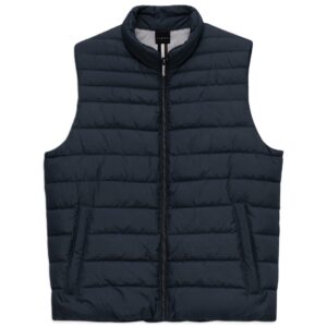 Stepēta veste ar augstu apkakli, tumši zila