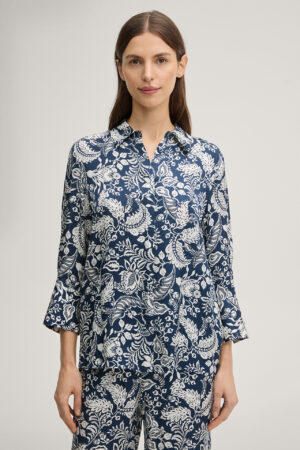 Viskozes kreklblūze ar augu motīvu rakstu