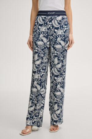 Viskozes bikses ar augu motīvu rakstu