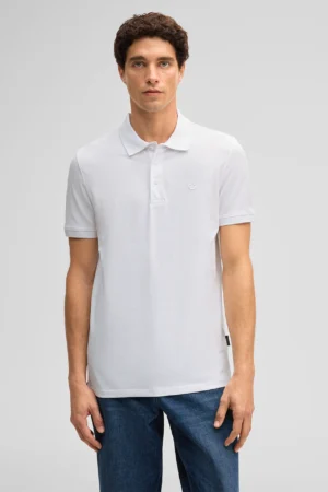 Elastīgs organiskās kokvilnas polo krekls, balts