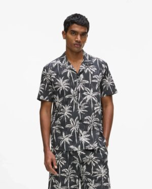 Kokvilnas krekls ar palmu un monogrammu rakstu