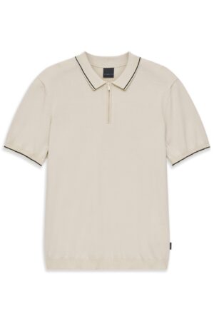 Polo krekls ar rāvējslēdzēju un rievotu apdari