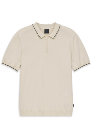 Smalka adījuma polo krekls ar rāvējslēdzēja aizdari