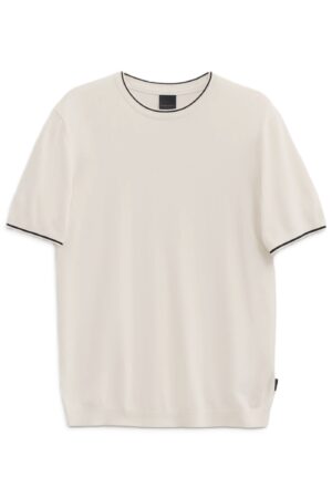 Bēšs viskozes T-krekls ar rievotu apdari