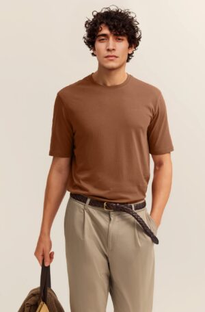 Brūns kokvilnas T-krekls vīriešiem